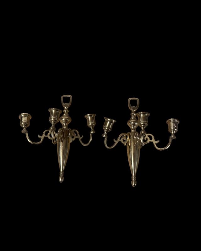 Vintage Made in Japan Pair of 3-Arm Candle Wall Sconces