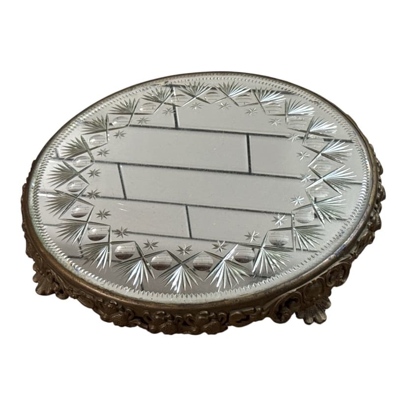 Mirrored Ornate Antique Victorian Dresser Tray