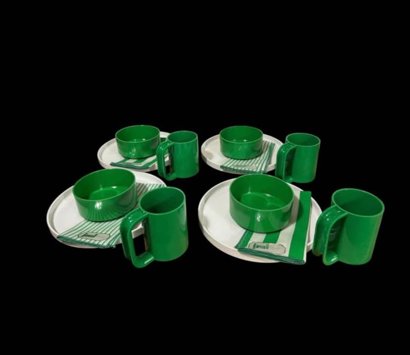 Vintage Heller Mid Century Modern Dining Set with JMI Cloth Napkins